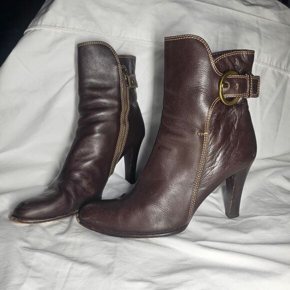 Brown Y2K nancie coach leather heel boots - Picture 1 of 7